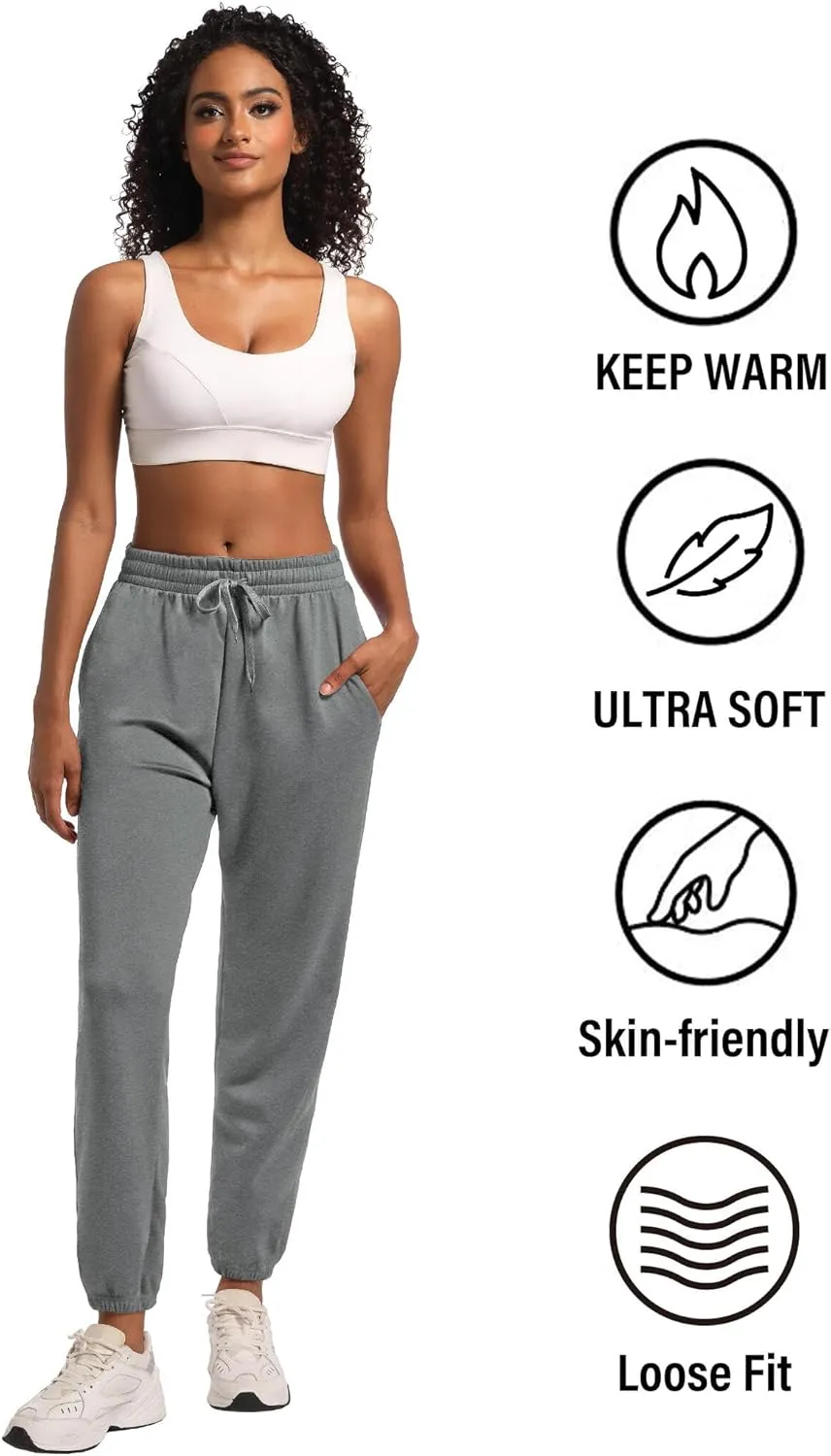 1/3 Pack Women's Fleece Lined Sweatpants Warm Baggy Workout Joggers Sweat Pants with Pockets for Winter