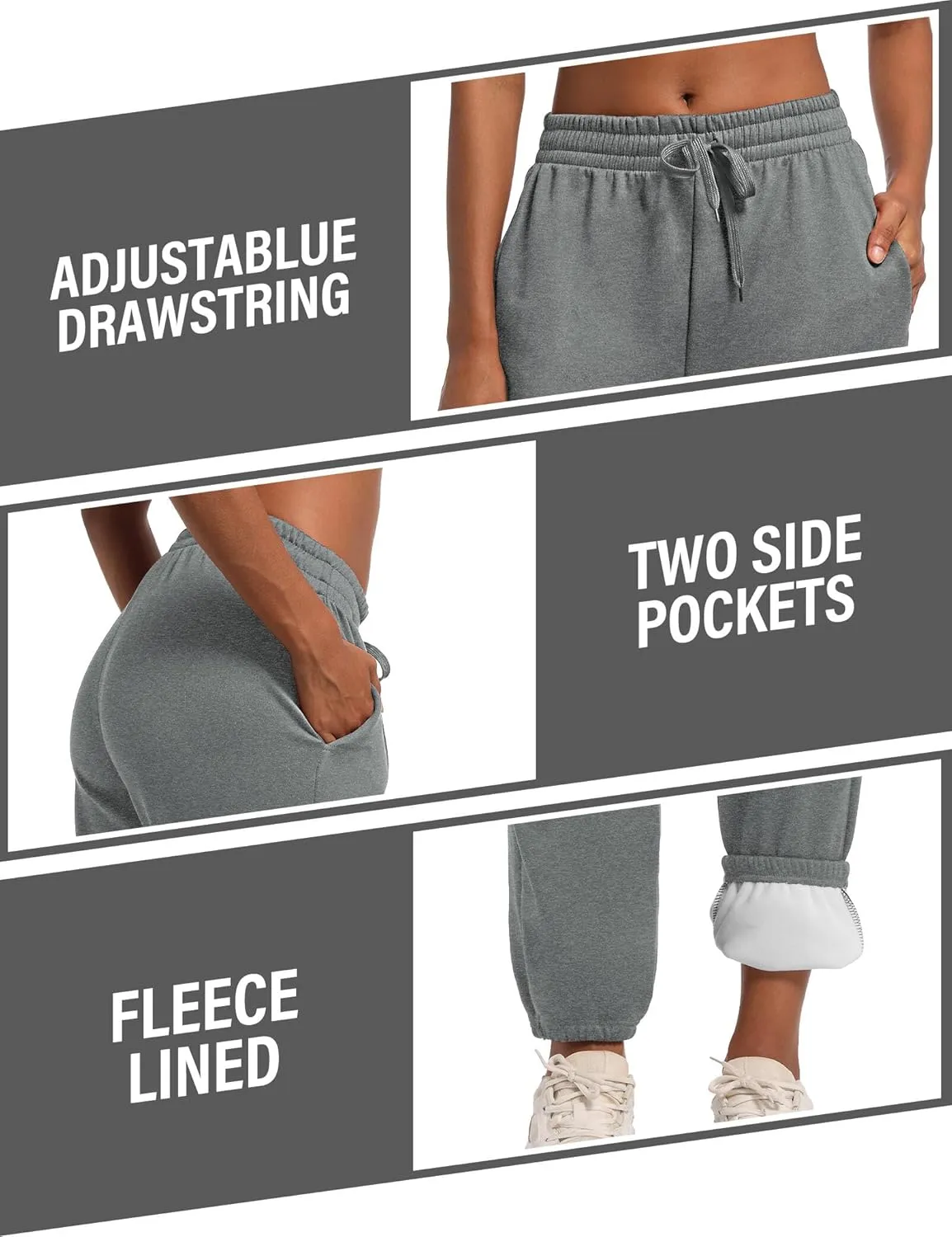 1/3 Pack Women's Fleece Lined Sweatpants Warm Baggy Workout Joggers Sweat Pants with Pockets for Winter