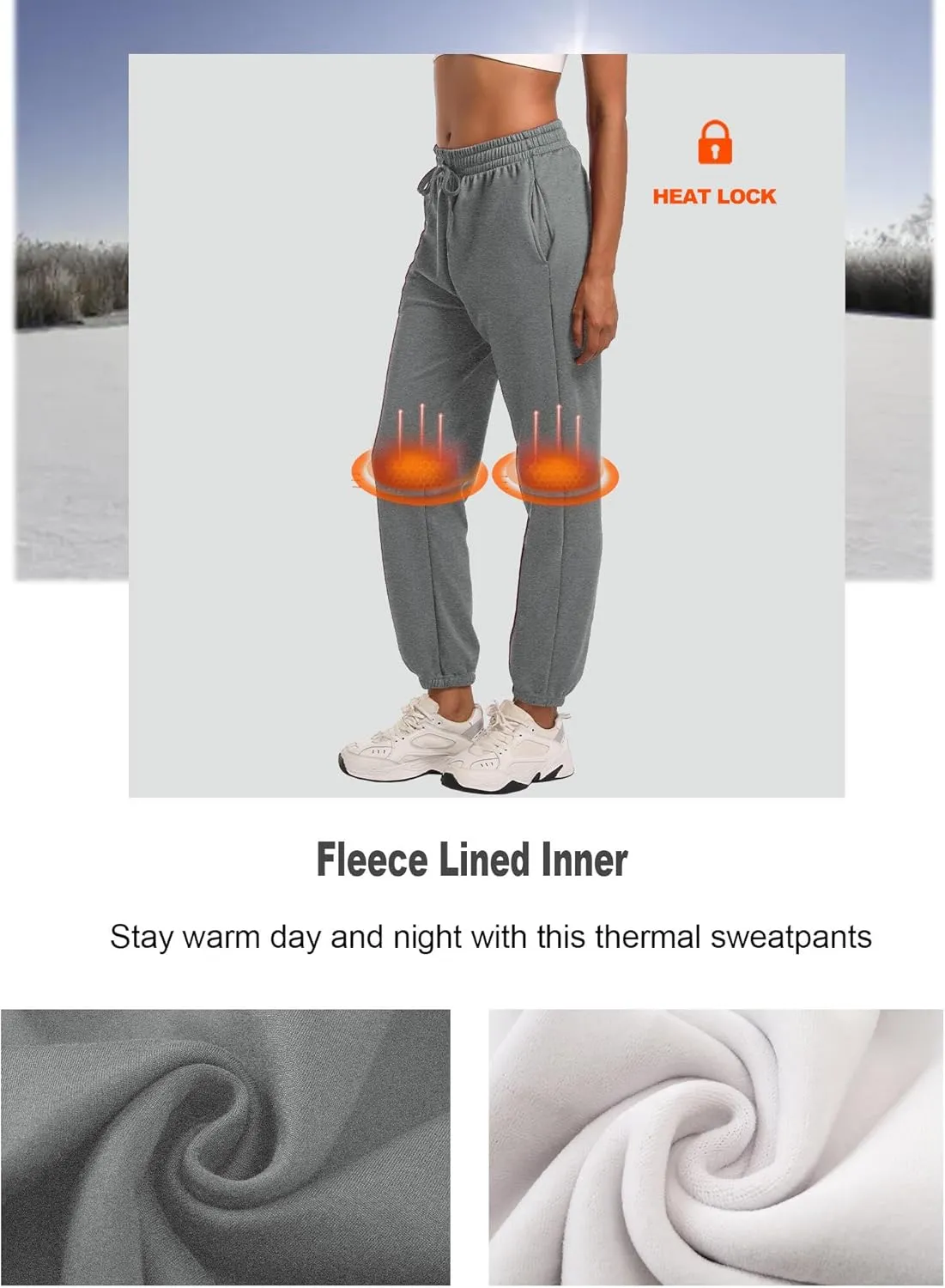 1/3 Pack Women's Fleece Lined Sweatpants Warm Baggy Workout Joggers Sweat Pants with Pockets for Winter