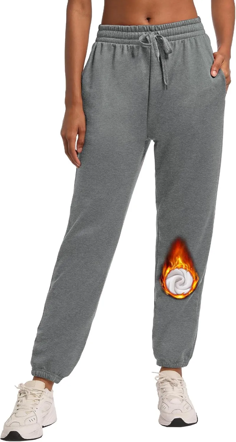1/3 Pack Women's Fleece Lined Sweatpants Warm Baggy Workout Joggers Sweat Pants with Pockets for Winter
