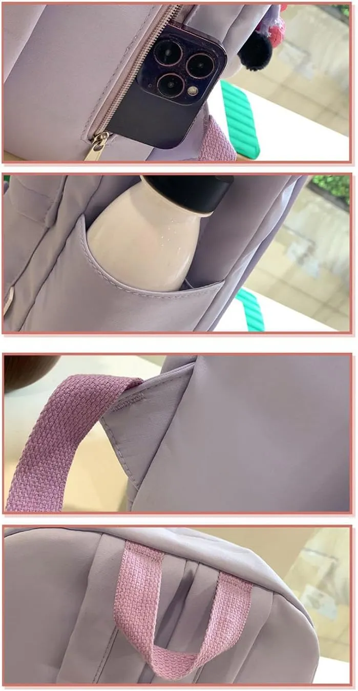 2025 Trendy Cute Bowknot Backpack for Women Laptop Daypack Y2k Preppy Aesthetic Backpack Kawaii Coquette Backpack (Purple)