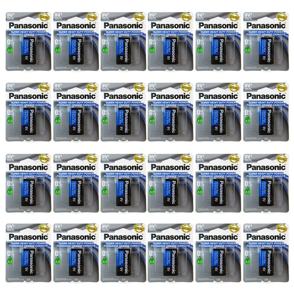 24 Lot Super Heavy Duty Panasonic Battery 9 Volt Carbon Zinc Batteries Wholesale