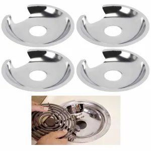 4 Pc Drip Pans Reflector Bowl Set 8" Burner Gas Stove Range Chrome Heavy Duty