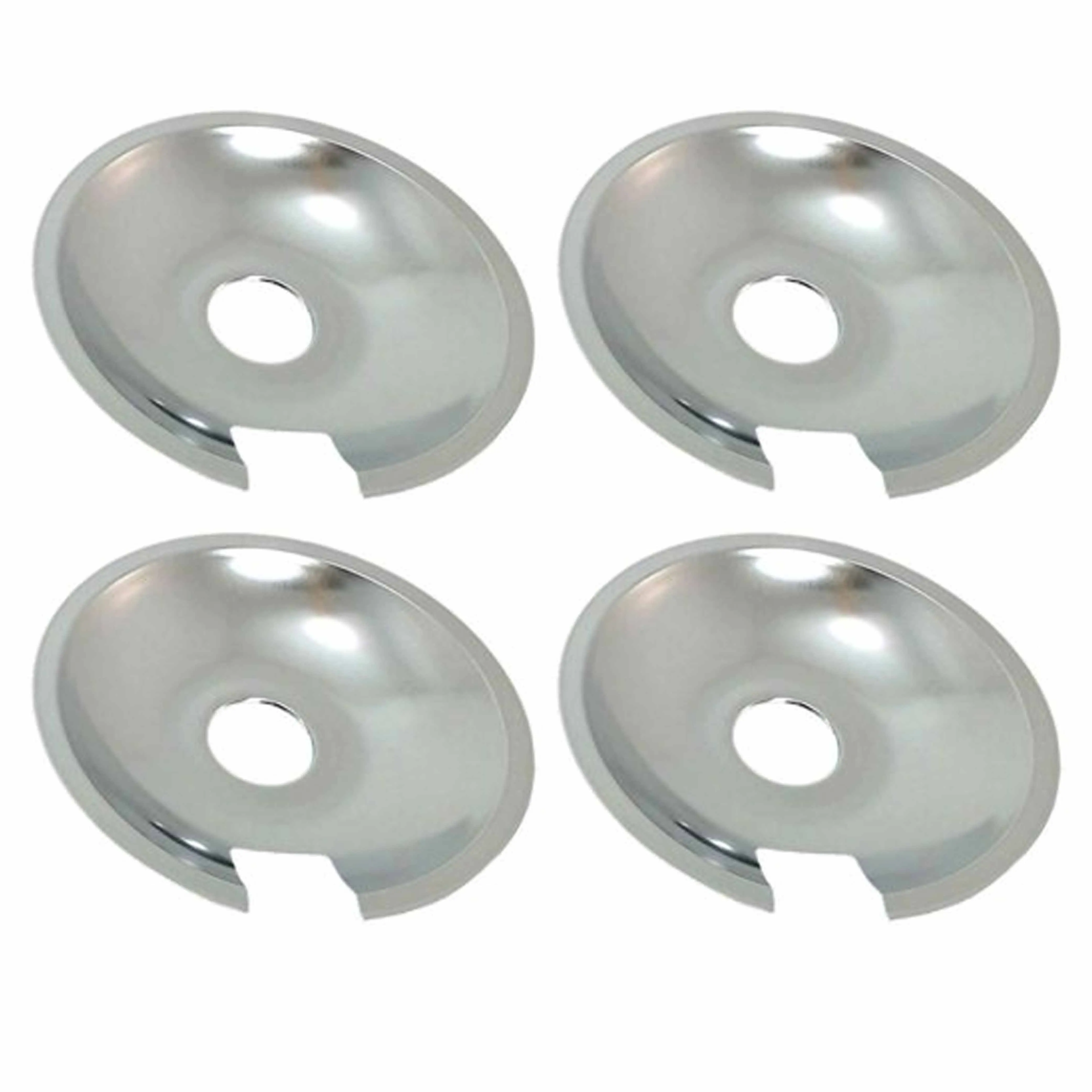 4 Pc Drip Pans Reflector Bowl Set 8" Burner Gas Stove Range Chrome Heavy Duty