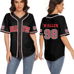 98 Baseball Jersey Women Country Vintage Music Shirts Graphic Fan Tshirt Button Down Short Sleeve Tops