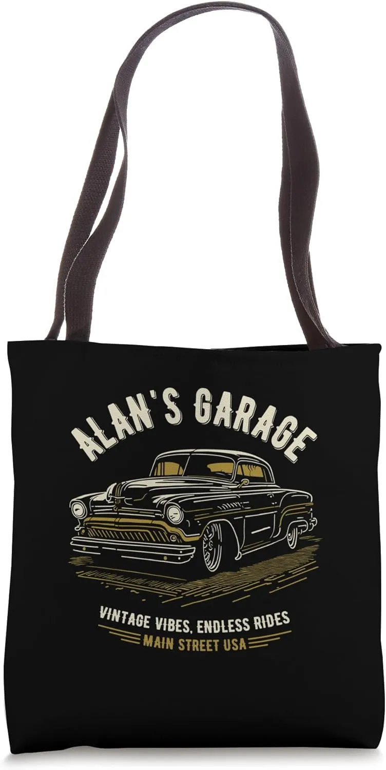 Alan's Garage Hotrod Classic Car Personalized Design Tote Bag