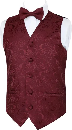 Alizeal Boys 2pcs Classic Paisley Bow Tie and Suit Vest Set