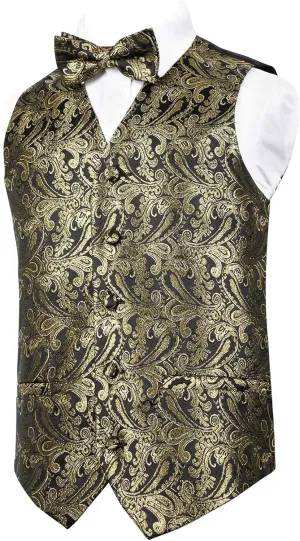 Alizeal Boys 2pcs Classic Paisley Bow Tie and Suit Vest Set