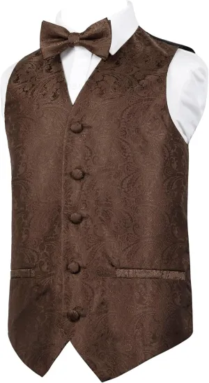 Alizeal Boys 2pcs Classic Paisley Bow Tie and Suit Vest Set