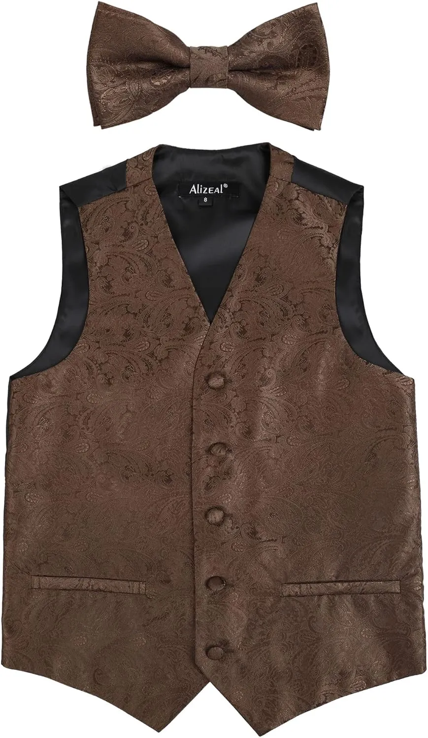 Alizeal Boys 2pcs Classic Paisley Bow Tie and Suit Vest Set