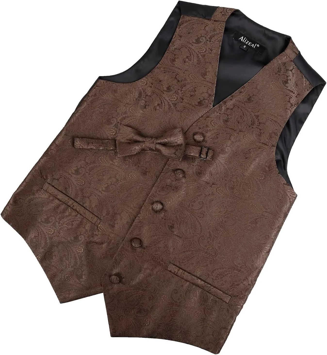 Alizeal Boys 2pcs Classic Paisley Bow Tie and Suit Vest Set