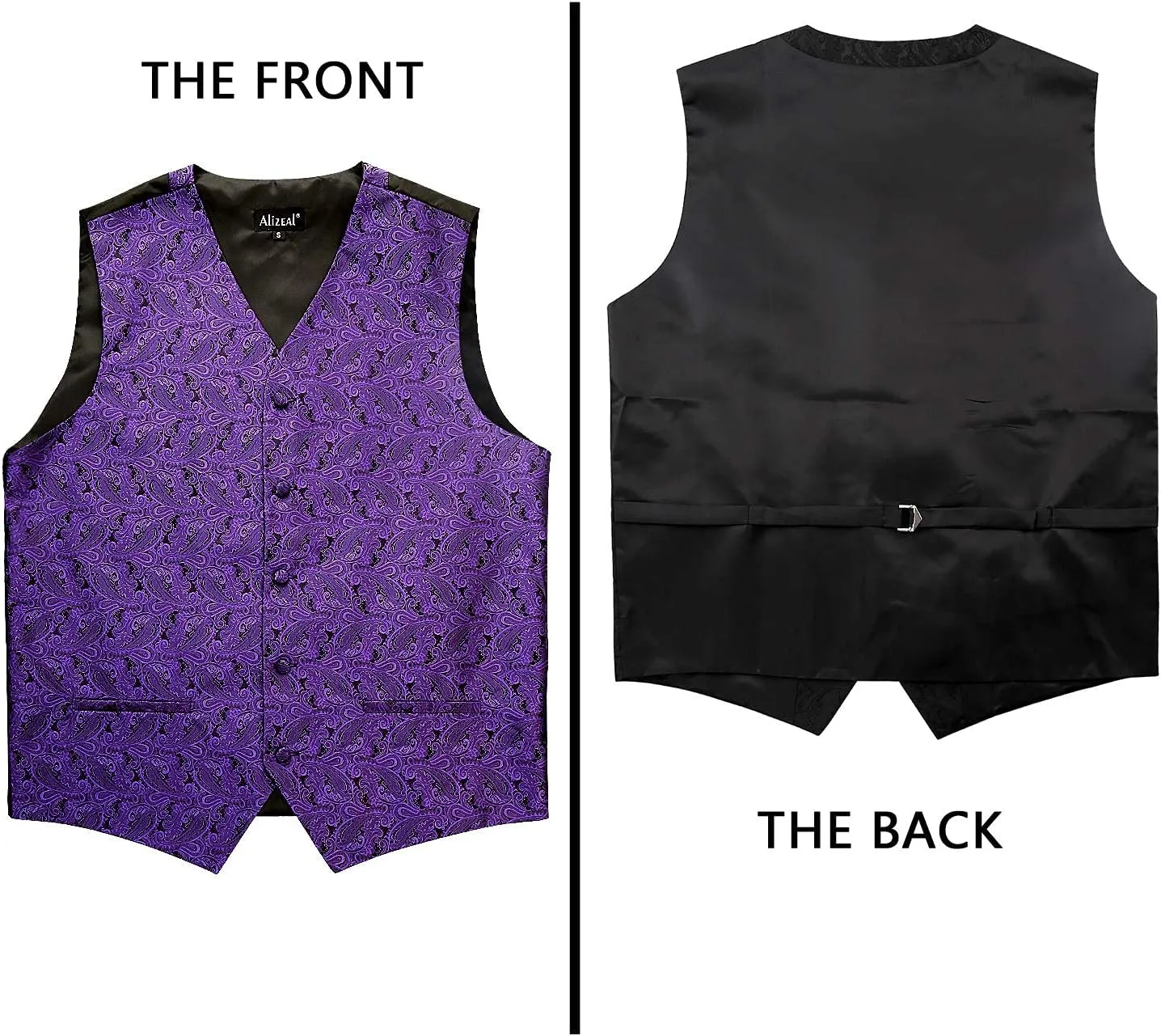 Alizeal Mens Classic 4pc Paisley Jacquard Waistcoat Suit Vest Set