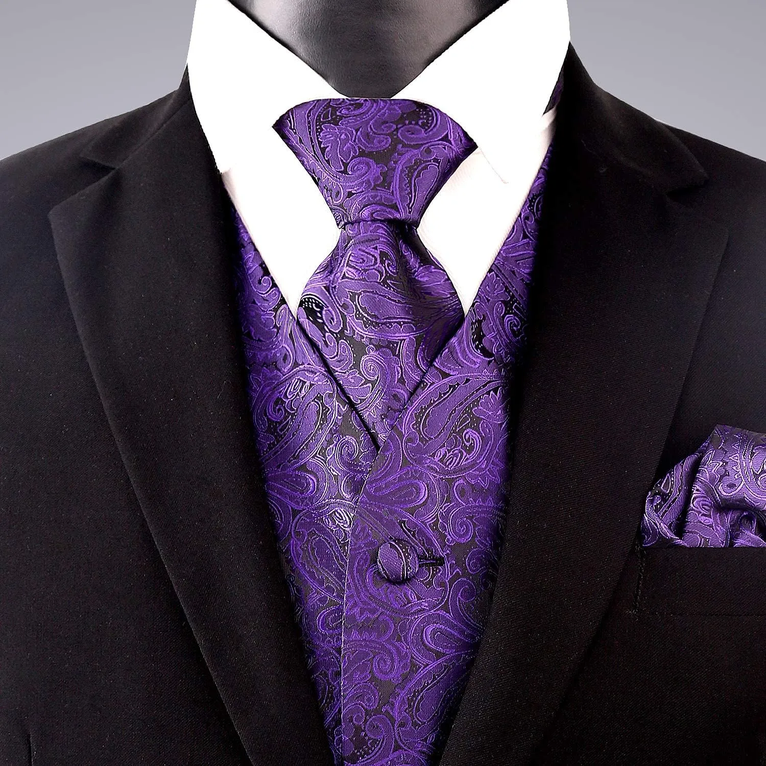 Alizeal Mens Classic 4pc Paisley Jacquard Waistcoat Suit Vest Set