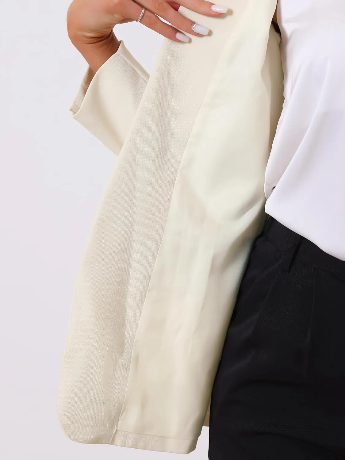 Allegra K Women's 2024 Casual Blazer Shawl Lapel Collar Long Sleeve Open Front Work Office Suit Blazer