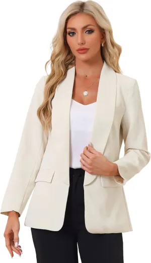 Allegra K Women's 2024 Casual Blazer Shawl Lapel Collar Long Sleeve Open Front Work Office Suit Blazer