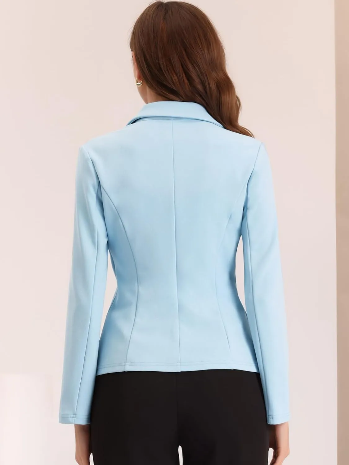 Allegra K Women's Work Office Blazer Stretch Lapel Collar Long Sleeve Jacket Suit Blazer