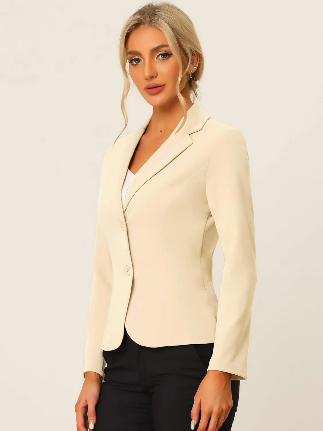 Allegra K Women's Work Office Blazer Stretch Lapel Collar Long Sleeve Jacket Suit Blazer