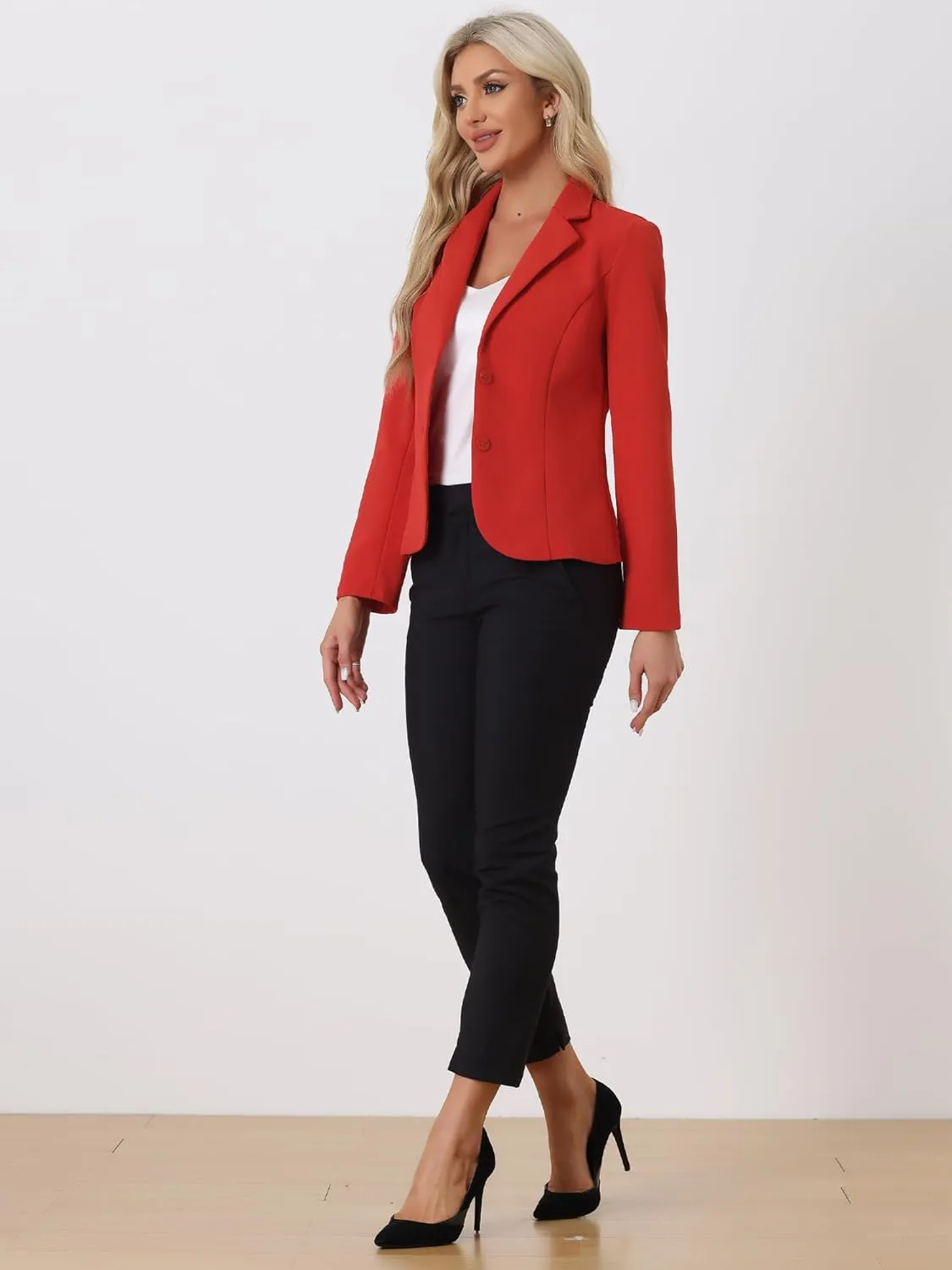 Allegra K Women's Work Office Blazer Stretch Lapel Collar Long Sleeve Jacket Suit Blazer