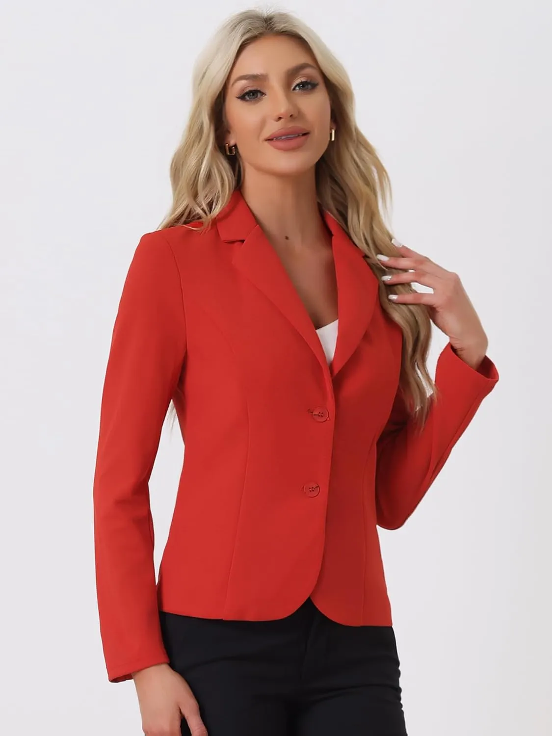 Allegra K Women's Work Office Blazer Stretch Lapel Collar Long Sleeve Jacket Suit Blazer