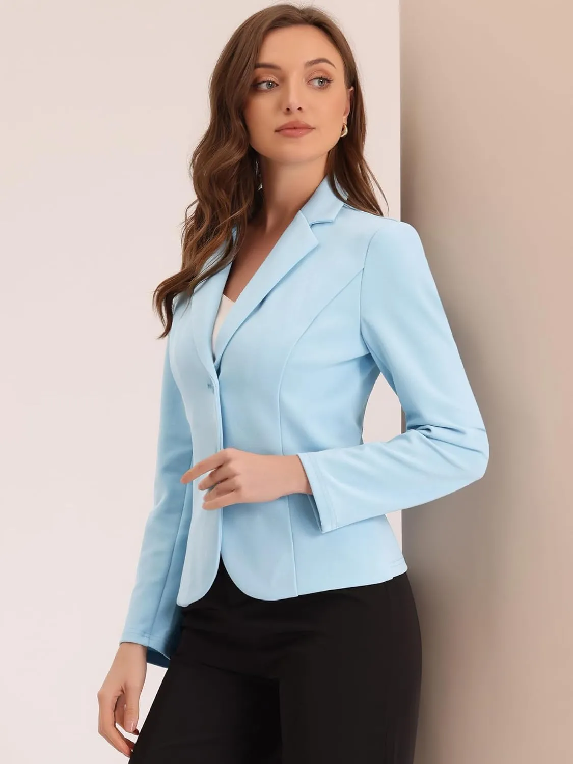 Allegra K Women's Work Office Blazer Stretch Lapel Collar Long Sleeve Jacket Suit Blazer