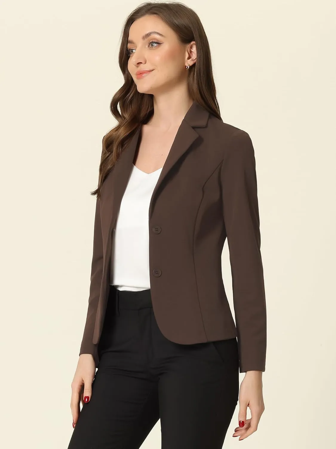 Allegra K Women's Work Office Blazer Stretch Lapel Collar Long Sleeve Jacket Suit Blazer