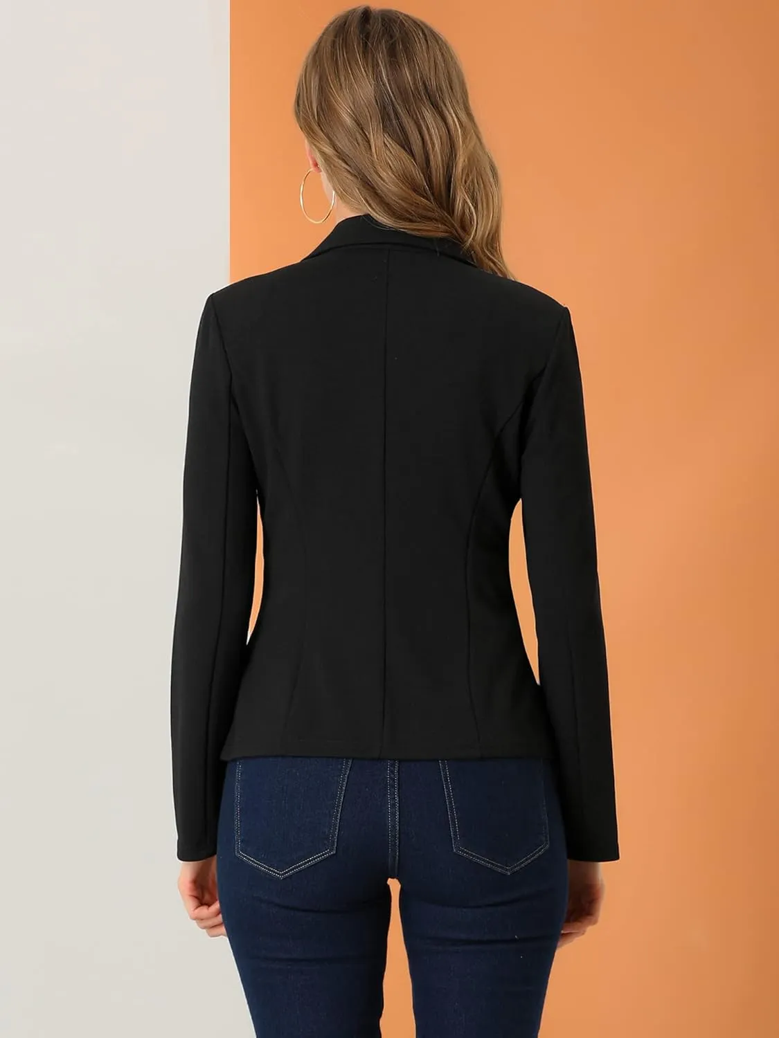 Allegra K Women's Work Office Blazer Stretch Lapel Collar Long Sleeve Jacket Suit Blazer