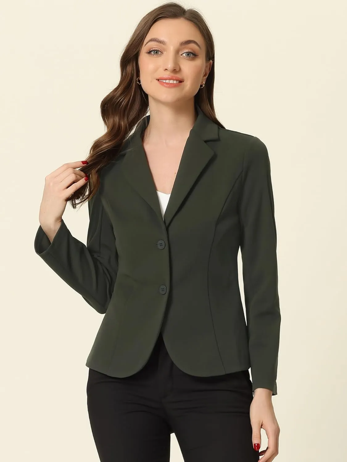 Allegra K Women's Work Office Blazer Stretch Lapel Collar Long Sleeve Jacket Suit Blazer