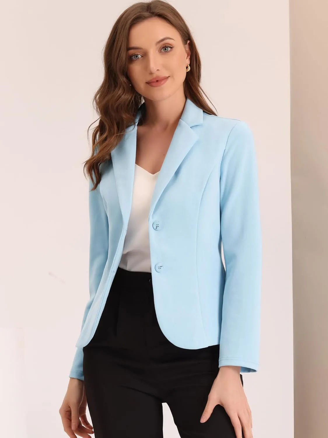 Allegra K Women's Work Office Blazer Stretch Lapel Collar Long Sleeve Jacket Suit Blazer