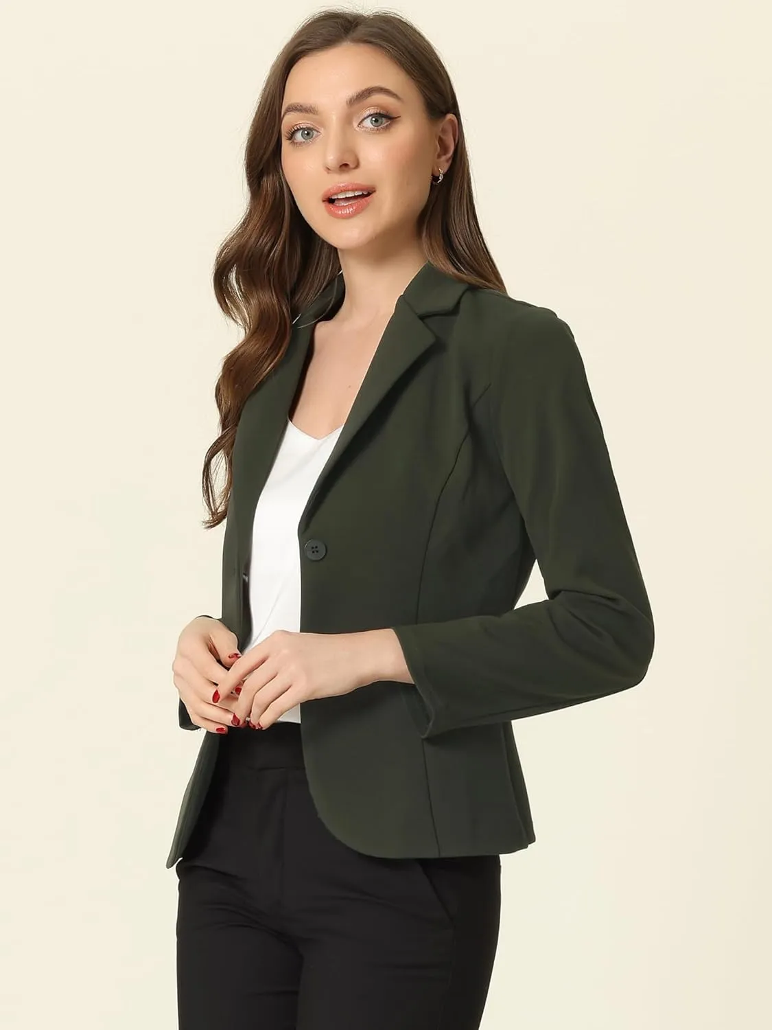 Allegra K Women's Work Office Blazer Stretch Lapel Collar Long Sleeve Jacket Suit Blazer