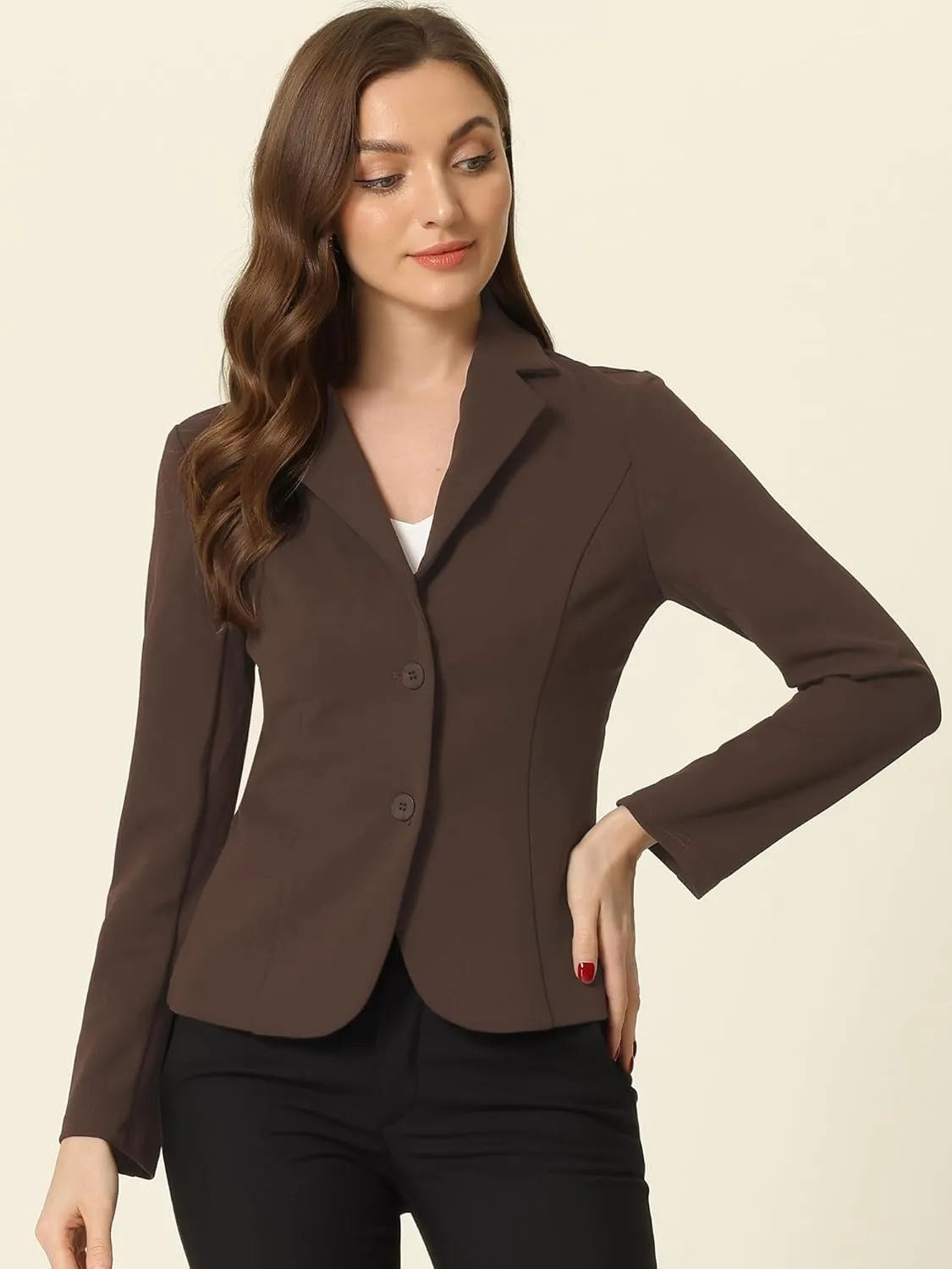 Allegra K Women's Work Office Blazer Stretch Lapel Collar Long Sleeve Jacket Suit Blazer