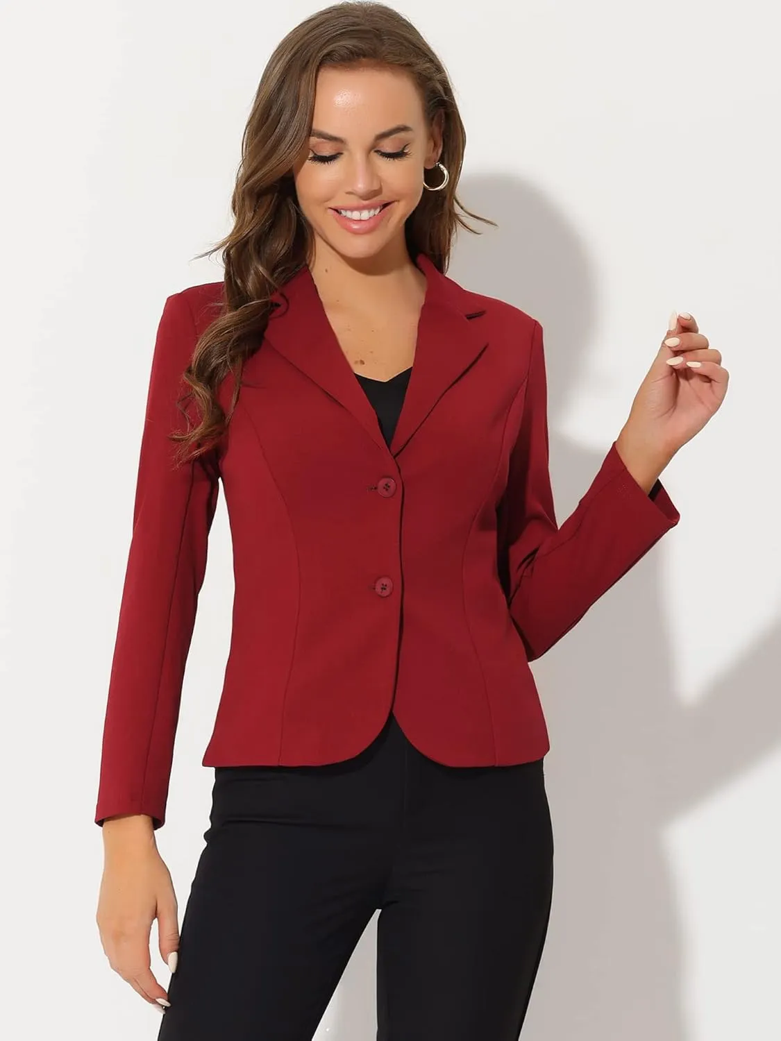 Allegra K Women's Work Office Blazer Stretch Lapel Collar Long Sleeve Jacket Suit Blazer