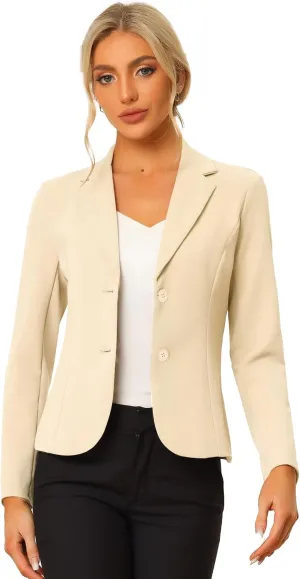 Allegra K Women's Work Office Blazer Stretch Lapel Collar Long Sleeve Jacket Suit Blazer
