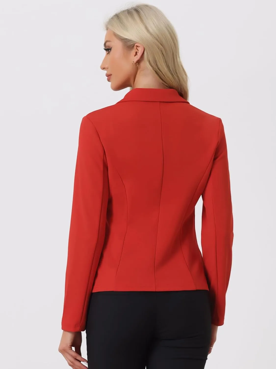 Allegra K Women's Work Office Blazer Stretch Lapel Collar Long Sleeve Jacket Suit Blazer