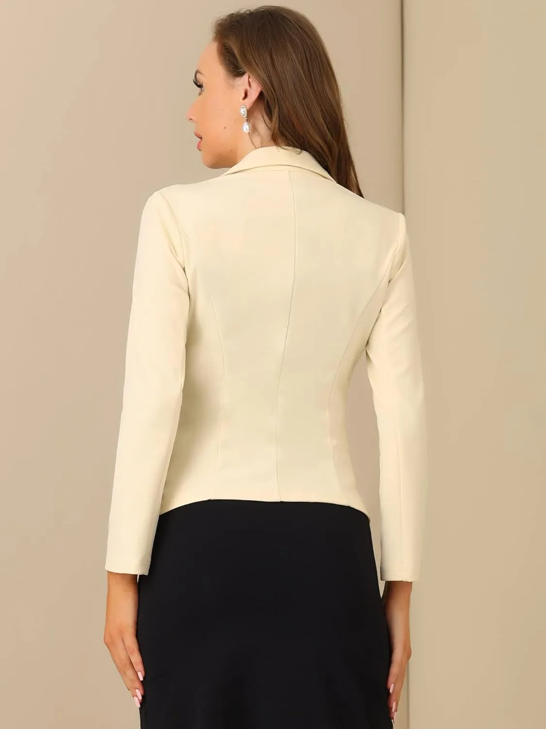Allegra K Women's Work Office Blazer Stretch Lapel Collar Long Sleeve Jacket Suit Blazer