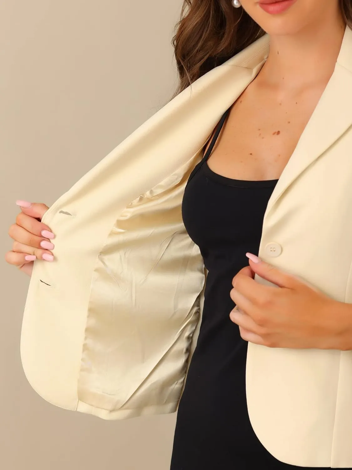 Allegra K Women's Work Office Blazer Stretch Lapel Collar Long Sleeve Jacket Suit Blazer