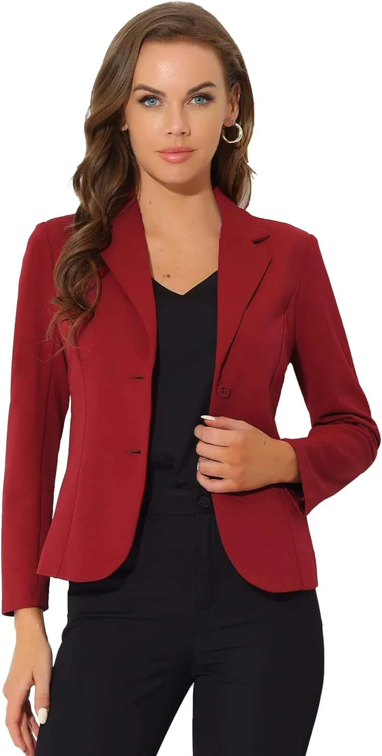 Allegra K Women's Work Office Blazer Stretch Lapel Collar Long Sleeve Jacket Suit Blazer