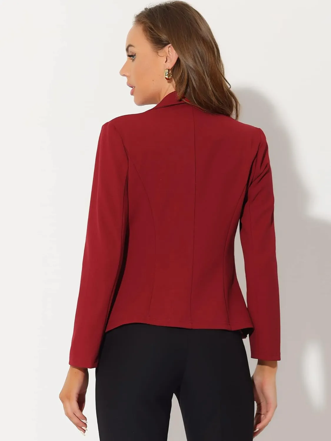 Allegra K Women's Work Office Blazer Stretch Lapel Collar Long Sleeve Jacket Suit Blazer