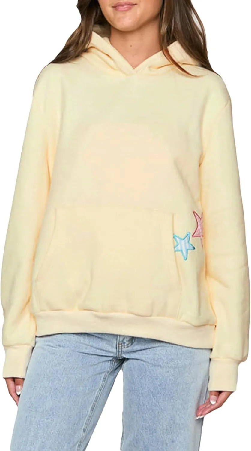 Amiblvowa Preppy Embroidery Graphic Hoodies for Teen Girl Y2K Long Sleeve Oversized Pullover Sweatshirt Top Women Cute Hooded