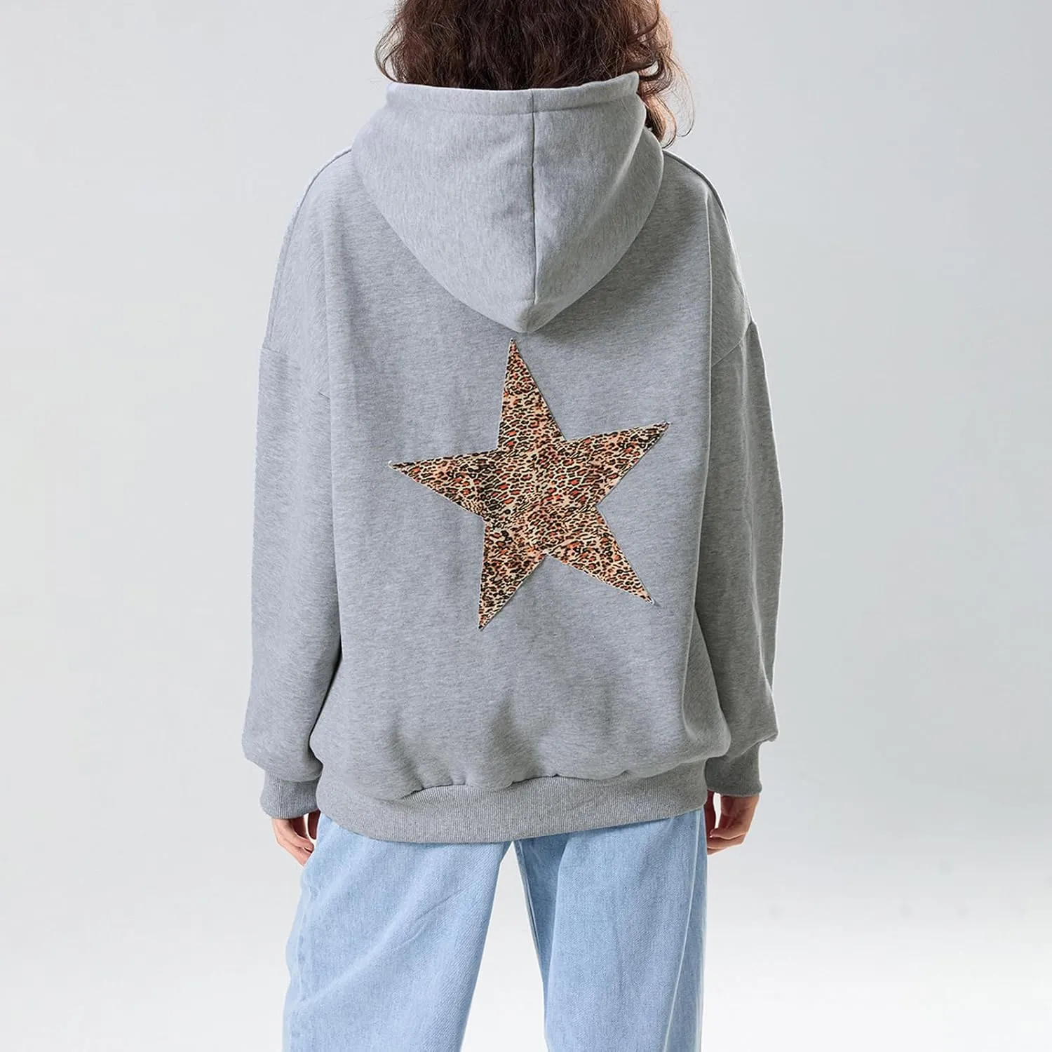 Amiblvowa Preppy Embroidery Graphic Hoodies for Teen Girl Y2K Long Sleeve Oversized Pullover Sweatshirt Top Women Cute Hooded