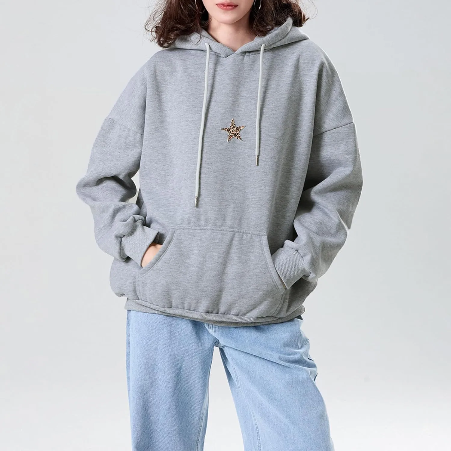 Amiblvowa Preppy Embroidery Graphic Hoodies for Teen Girl Y2K Long Sleeve Oversized Pullover Sweatshirt Top Women Cute Hooded