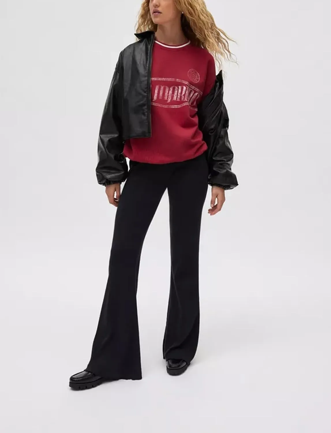 Amiblvowa Women Graphic Oversized Sweatshirt Y2K Long Sleeve Crew Neck Baggy Pullover Sweatshirt Teens Retro Aesthetic Hoodie