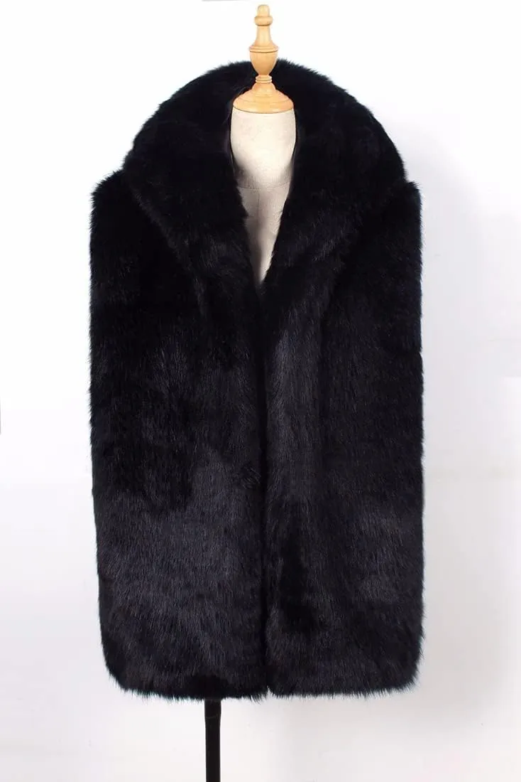 AMTFBY Men's Warm Faux Fur Hooded Waistcoat Short Vest Jacket Coat Sleeveless Outwear
