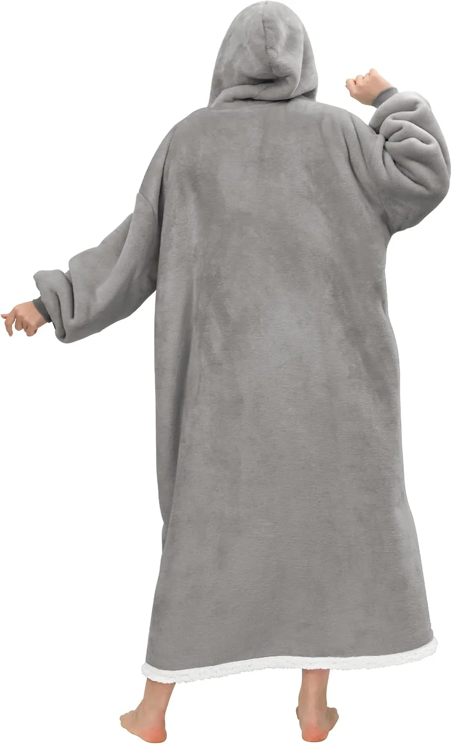 Angelhood Blanket Hoodie Wearable Blanket, Super Soft Warm Oversized Blanket Sweatshirt Flannel Sherpa Blanket