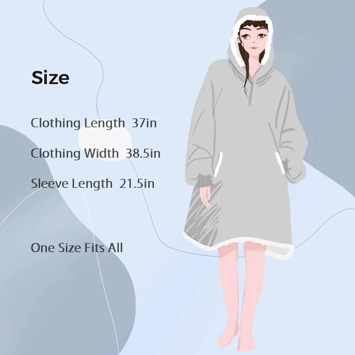 Angelhood Blanket Hoodie Wearable Blanket, Super Soft Warm Oversized Blanket Sweatshirt Flannel Sherpa Blanket