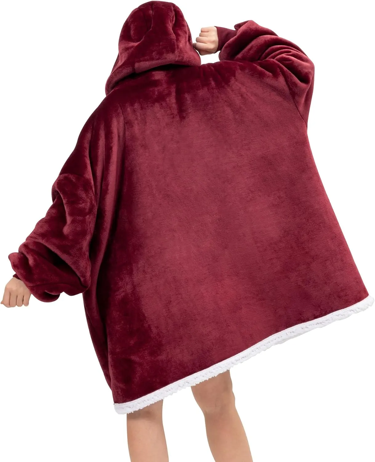 Angelhood Blanket Hoodie Wearable Blanket, Super Soft Warm Oversized Blanket Sweatshirt Flannel Sherpa Blanket