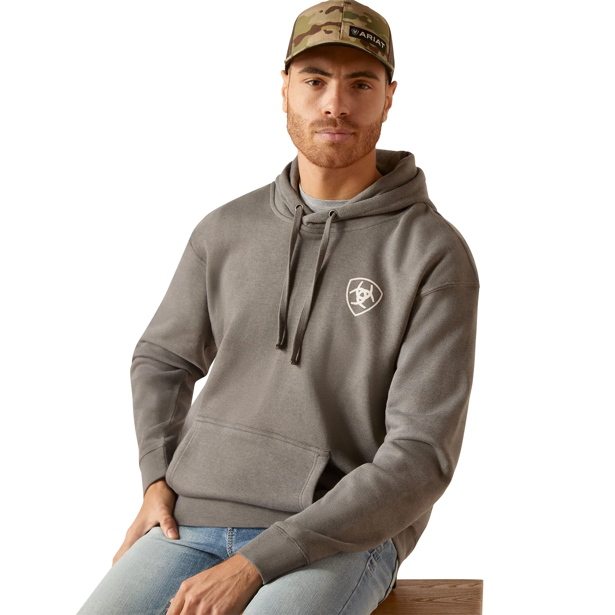 Ariat Men's Camo Corps Grey Heather Hoodie 10046508