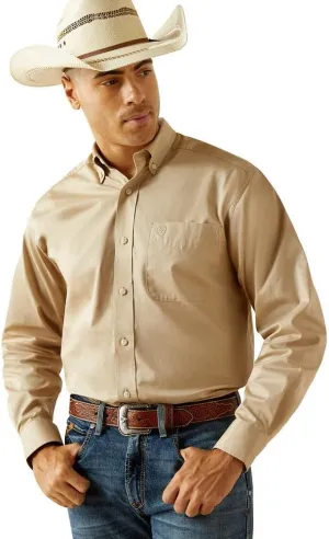 ARIAT Mens Classic Khaki Long Sleeve Button Shirt