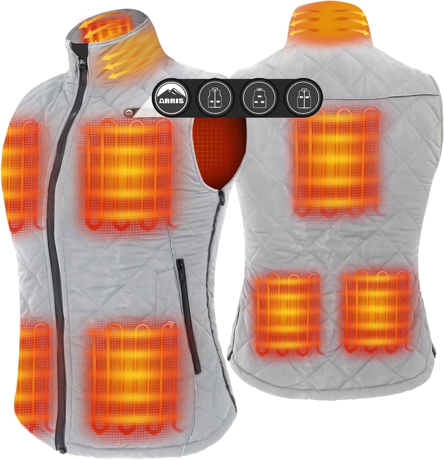 ARRIS Women`s Heated Vest, Size Adjustable 7.4V Electric Warm Vest with Battery Pack