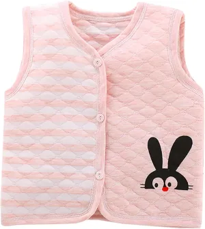 Baby Boys Girls Cotton Warm Vest Sleeveless Padded Waistcoat Winter Cute Cartoon Jacket Vet