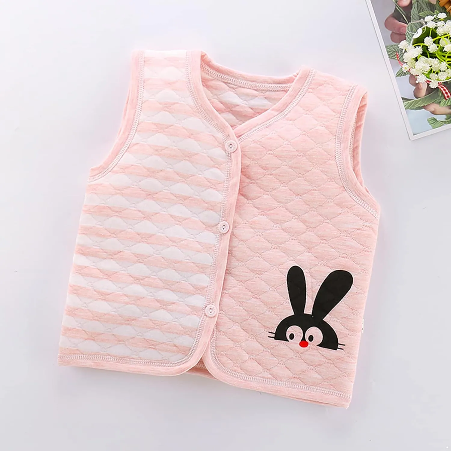 Baby Boys Girls Cotton Warm Vest Sleeveless Padded Waistcoat Winter Cute Cartoon Jacket Vet